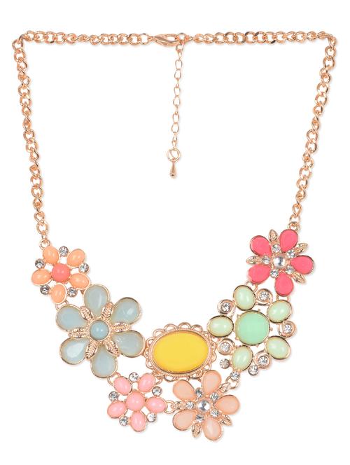 Multicoloured Flower Statement Necklace - 1000370 - Very Small Image - 1