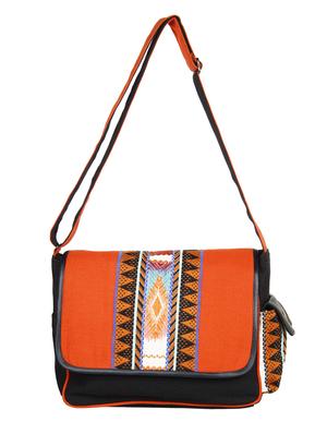 orange,black canvas sling bag - 10008192 - Standard Image - 6