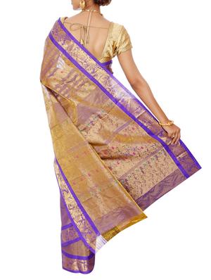 violet silk blend saree - 10009174 - Standard Image - 3