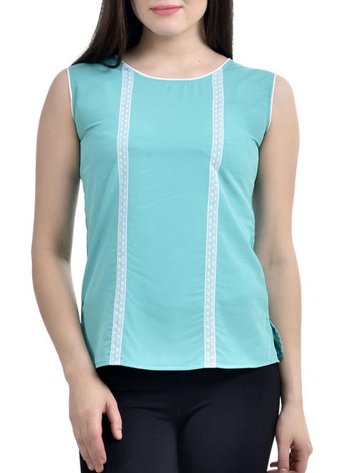 contrast lace detail top - 10010159 - Standard Image - 1