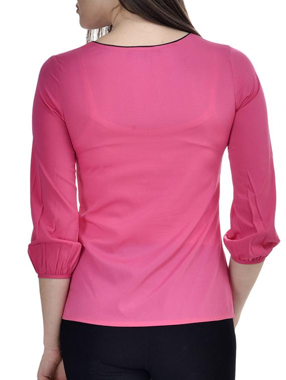 contrast piping notch neck top - 10010166 - Zoom Image - 3