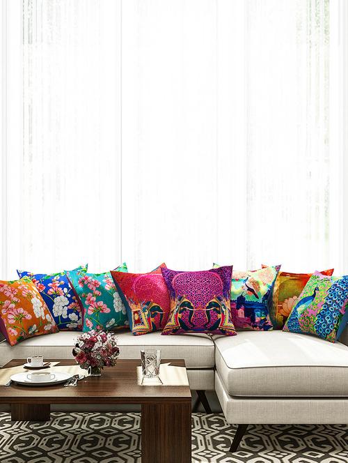 printed cotton cushion cover ( set of 8) - 10014061 - Standard Image - 1