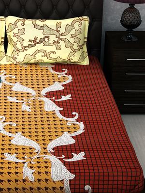 multicolored 100% cotton double bedsheet with 2 pillow covers - 1001721 - Standard Image - 3