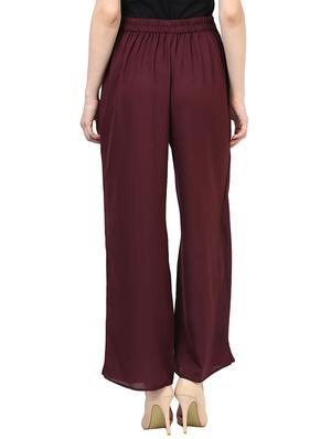 maroon georgette palazzos - 10022921 - Standard Image - 3
