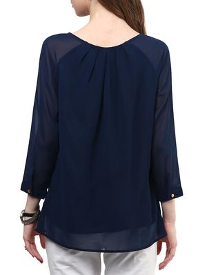 pleated neck raglan sleeved top - 10023085 - Standard Image - 3