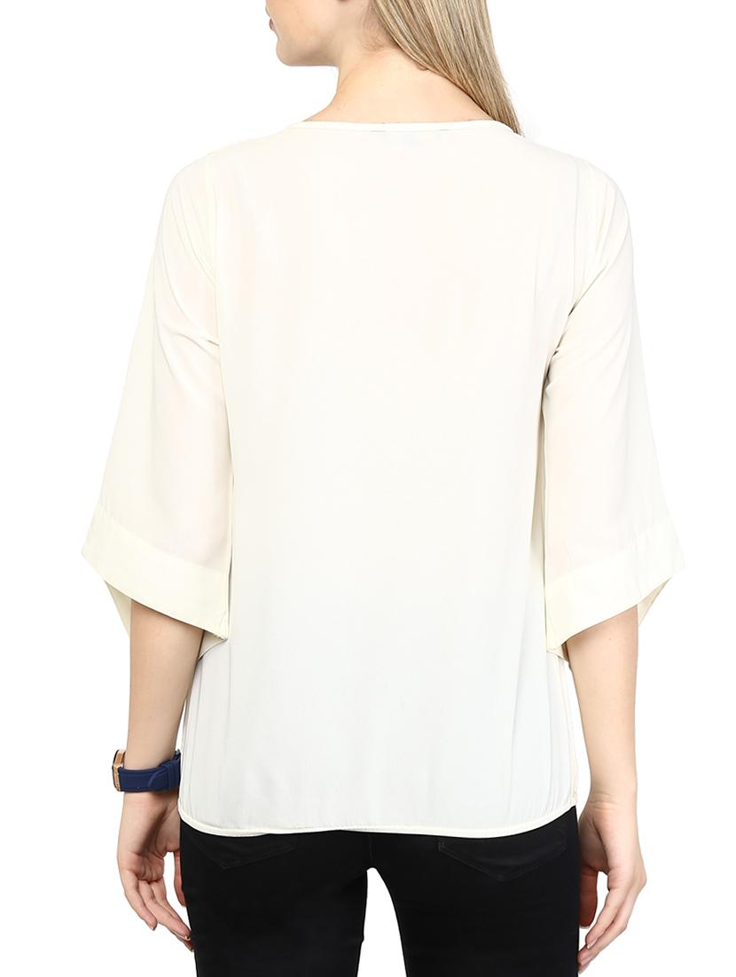 keyhole neck asymmetric sleeved top - 10023103 - Zoom Image - 3