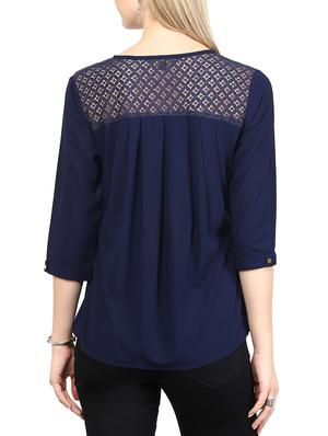 lace paneled pleat detail top - 10023108 - Standard Image - 3
