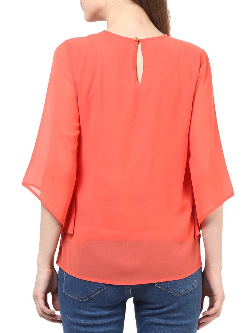 coral poly georgette top - 10023116 - Zoom Image - 3