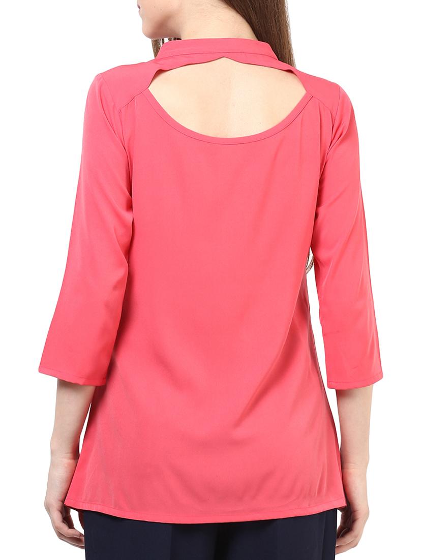 pink poly crepe layered top - 10023133 - Zoom Image - 3