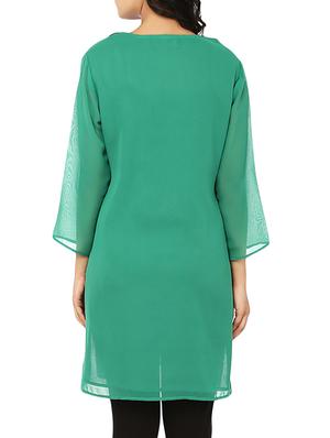 green georgette straight kurta - 10024437 - Standard Image - 3