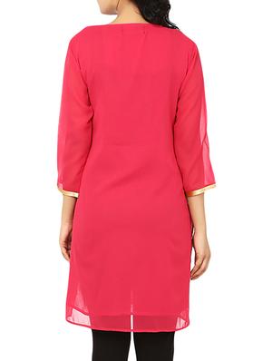 pink georgette straight kurta - 10024438 - Standard Image - 3