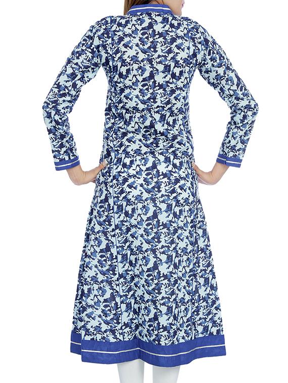 Indigo cotton kurta - 10033961 - Zoom Image - 3
