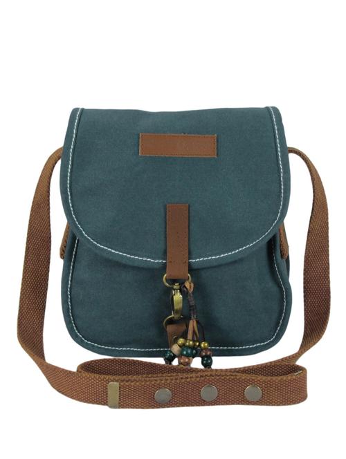 teal blue canvas regular sling bag - 10050749 - Standard Image - 1