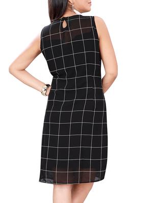 checked cotton sheath dress - 10062854 - Standard Image - 3