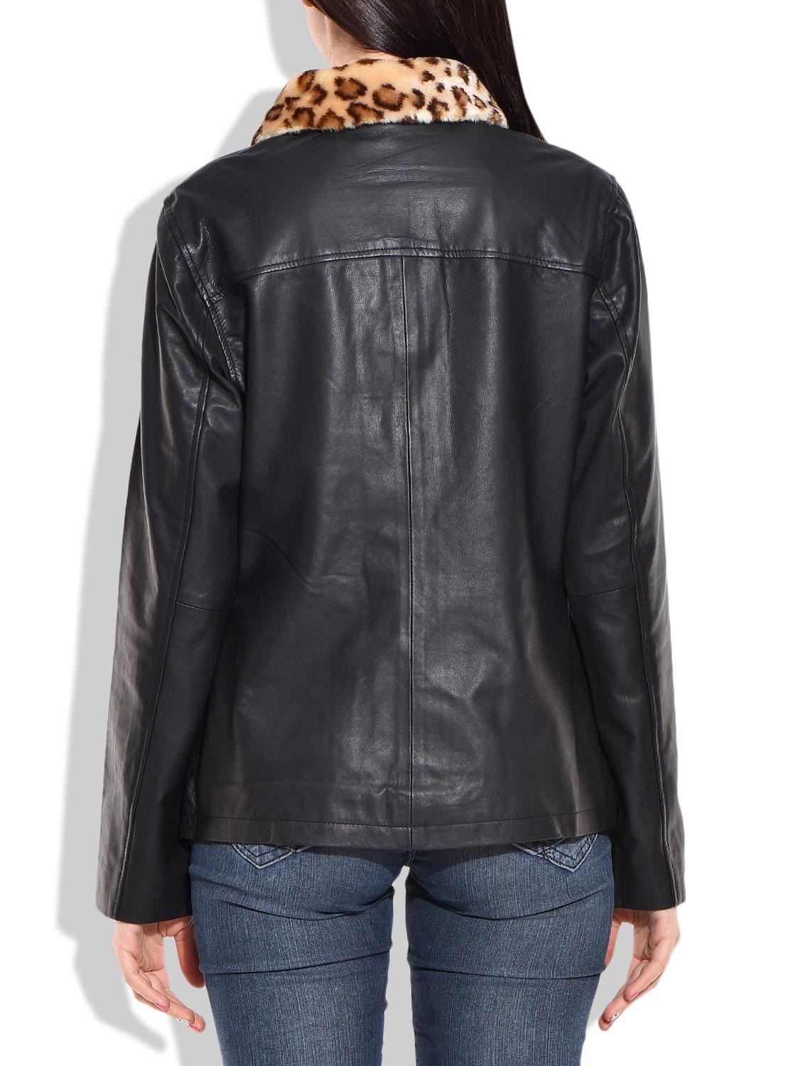 black color leather jacket - 10072785 - Zoom Image - 3