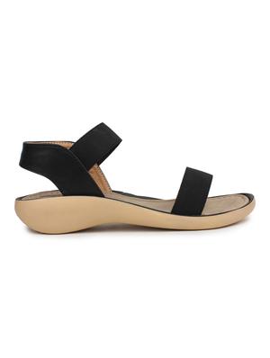 black leatherette back strap sandal - 10077177 - Standard Image - 3
