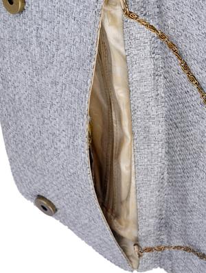 silver jute clutch - 10079540 - Standard Image - 3