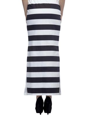 striped white side slit skirt - 10081688 - Standard Image - 3