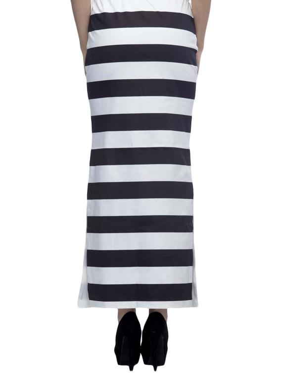 striped white side slit skirt - 10081688 - Zoom Image - 3