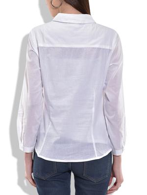 white cotton regular shirt - 10082005 - Standard Image - 3
