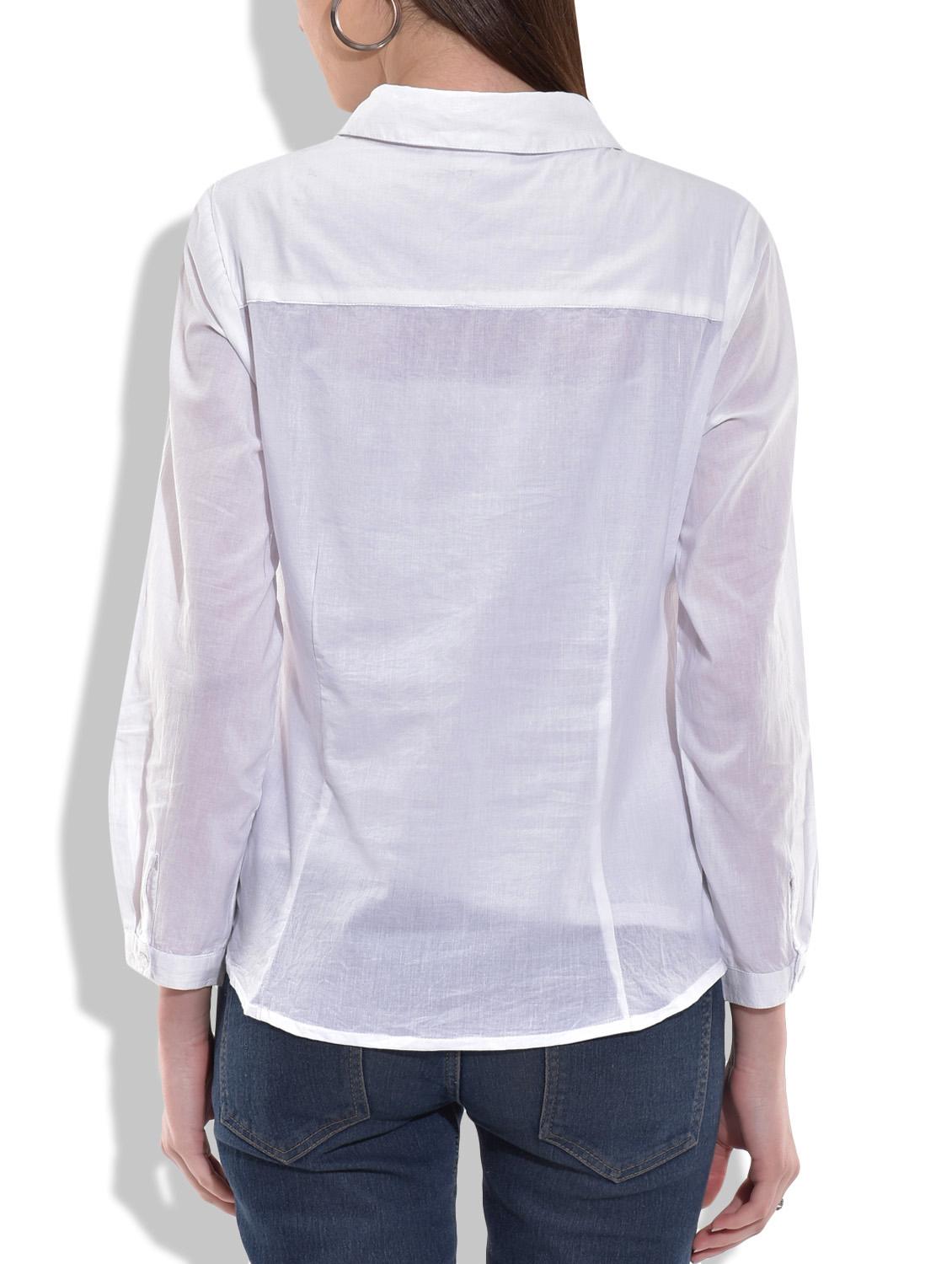 white cotton regular shirt - 10082005 - Zoom Image - 3