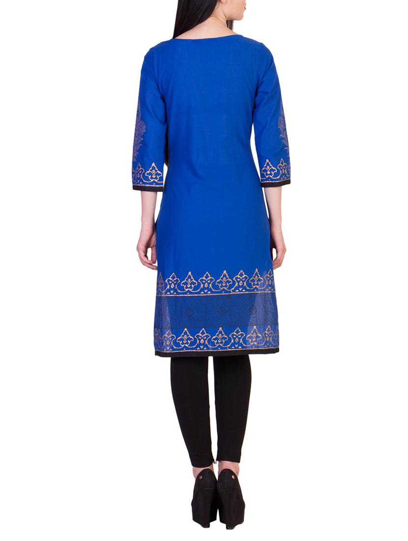 multi colored cotton straight kurta - 10084651 - Zoom Image - 3