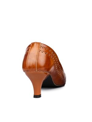 brown leatherette slip on pumps - 10124219 - Standard Image - 3