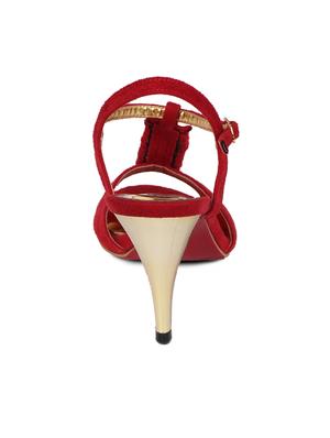 red suede ankle strap sandals - 10139375 - Standard Image - 3