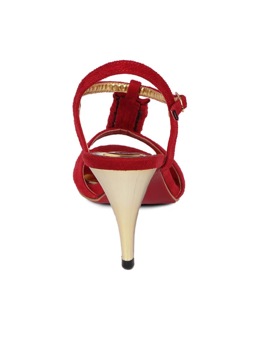red suede ankle strap sandals - 10139375 - Zoom Image - 3