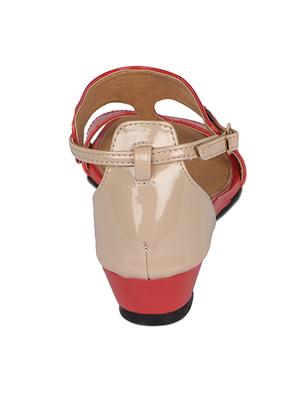 red leatherette wedges - 10139419 - Standard Image - 3