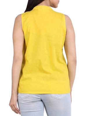 solid yellow cotton top - 10139557 - Standard Image - 3