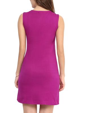 purple solid sleeveless jersey dress - 10155769 - Standard Image - 3