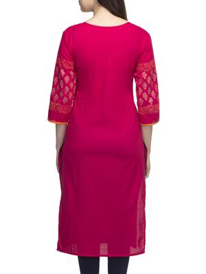 babaji style pink cotton kurta - 10157386 - Standard Image - 3