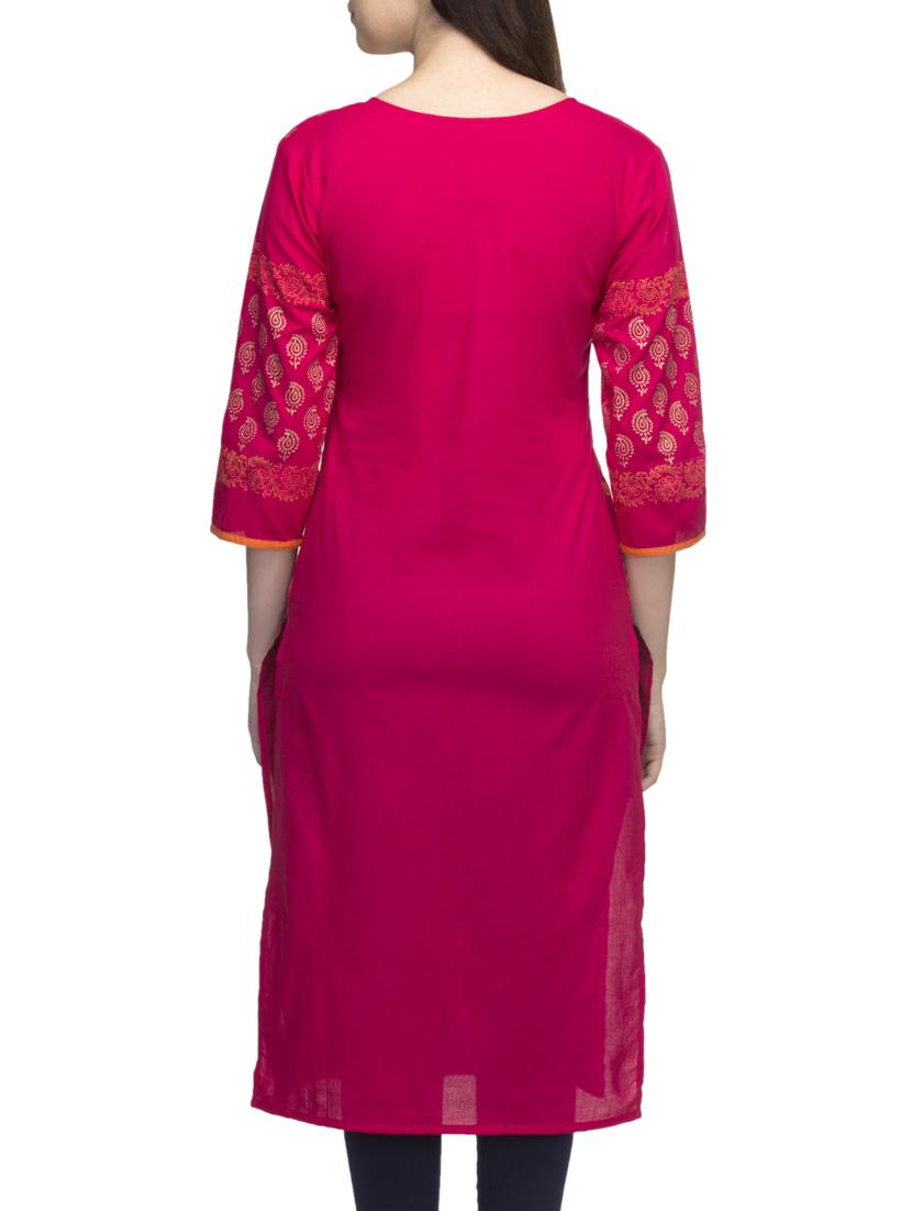 babaji style pink cotton kurta - 10157386 - Zoom Image - 3