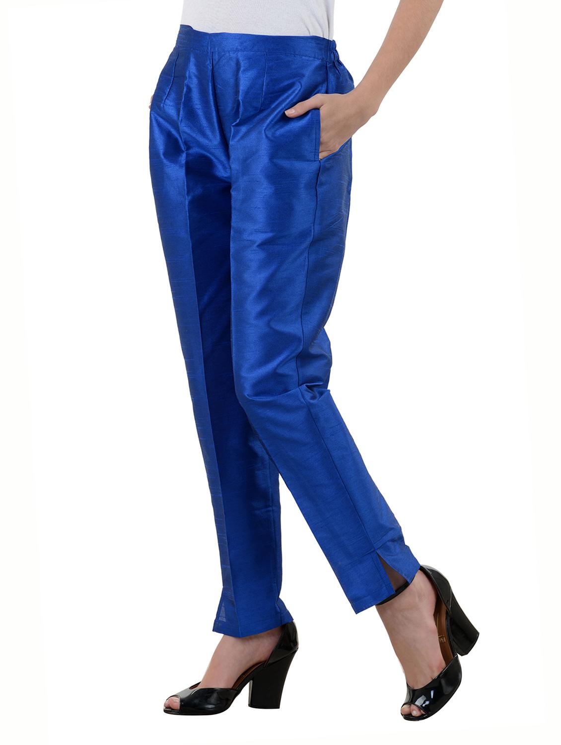 pink,royalblue,navyblue silk trousers - 10165993 - Zoom Image - 3
