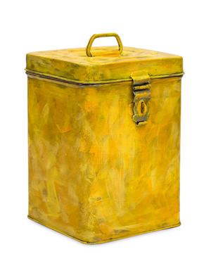 yellow handpainted stainless steel cookie container - 1017053 - Standard Image - 3