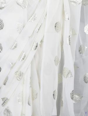 chiffon silver foil print saree - 1017602 - Standard Image - 3