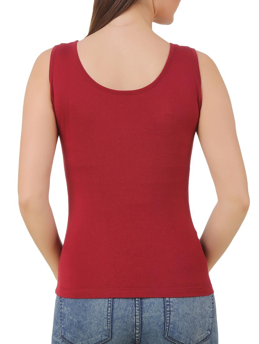maroon cotton blend tank top - 10193743 - Zoom Image - 3
