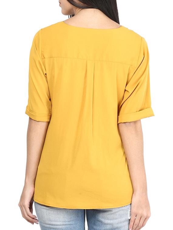 yellow poly crepe top - 10237029 - Zoom Image - 3