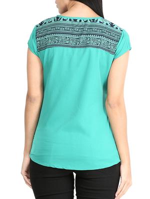 sea green poly crepe top - 10237031 - Standard Image - 3