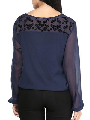 navy blue chiffon top - 10237068 - Standard Image - 3