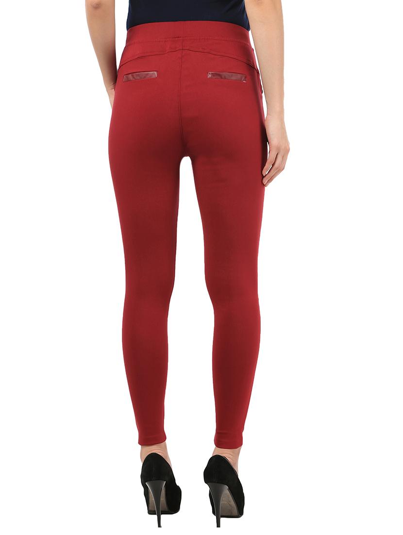 maroon polyester lycra trousers - 10239039 - Zoom Image - 3