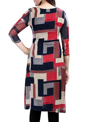 black crepe printed straight kurta - 10259583 - Standard Image - 3