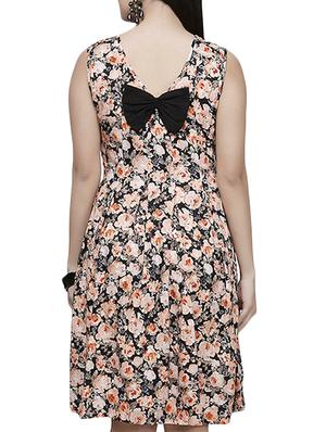 bow patch pleat detail a -line dress - 10260345 - Standard Image - 3