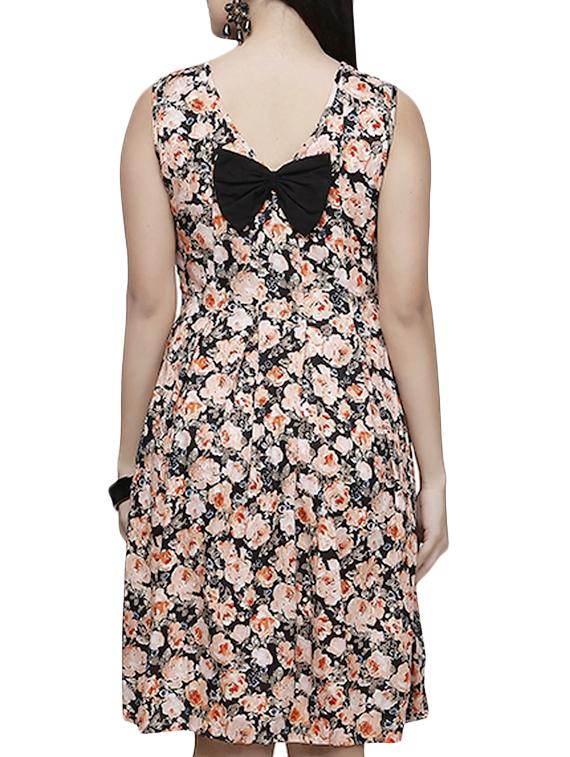 bow patch pleat detail a -line dress - 10260345 - Zoom Image - 3