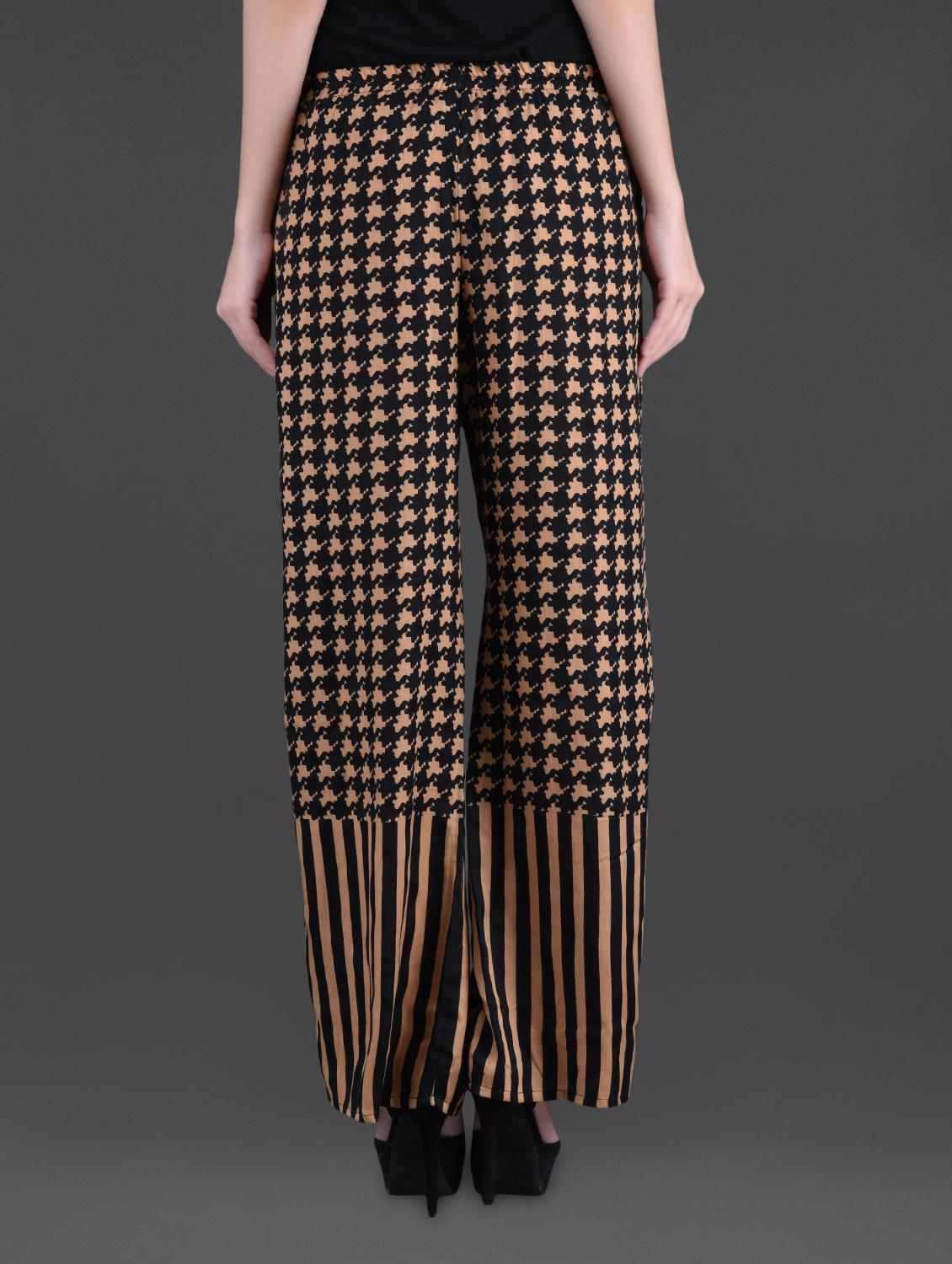 black and beige printed viscose palazzos - 1026198 - Zoom Image - 3
