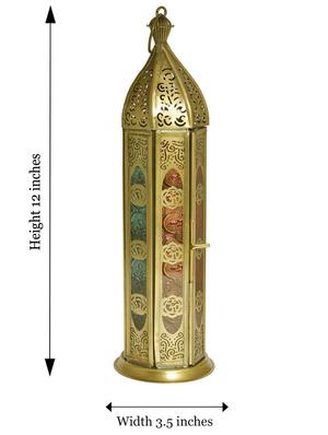 Anasa Decorative Metal & Glass Traditional Lantern Hanging T-light Candle Holder Multicolor 12 Inch - 10270561 - Standard Image - 3
