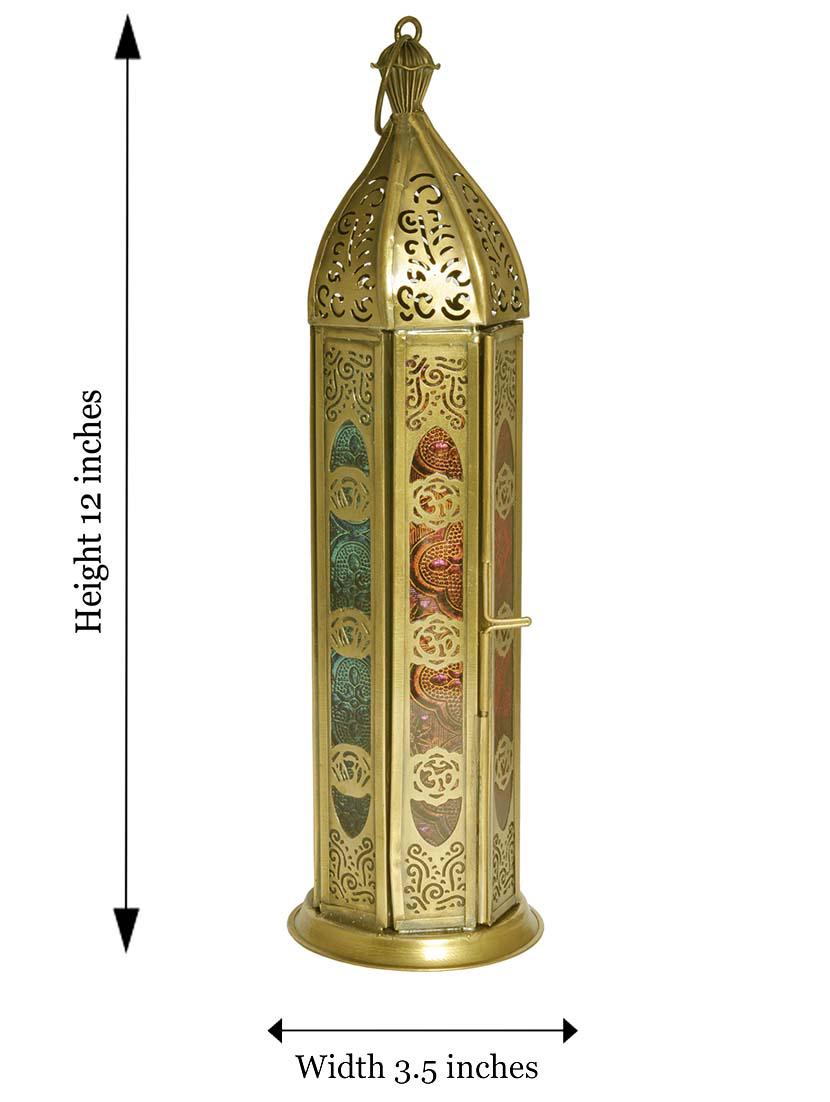 Anasa Decorative Metal & Glass Traditional Lantern Hanging T-light Candle Holder Multicolor 12 Inch - 10270561 - Zoom Image - 3