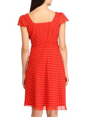 red printed fit and flare dress - 10282658 - Standard Image - 3