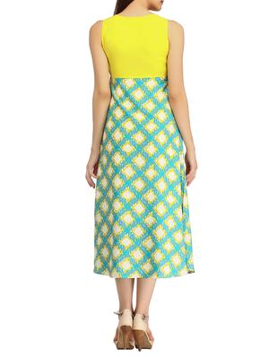 round neck printed detail a line dress - 10282684 - Standard Image - 3